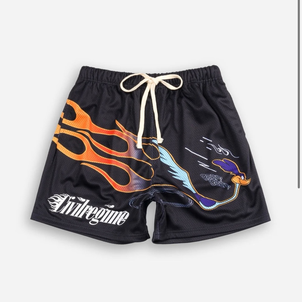 CIVIL REGIME X ROADRUNNER RACING MESH SHORTS IN BLACK SIZE MEDIUM